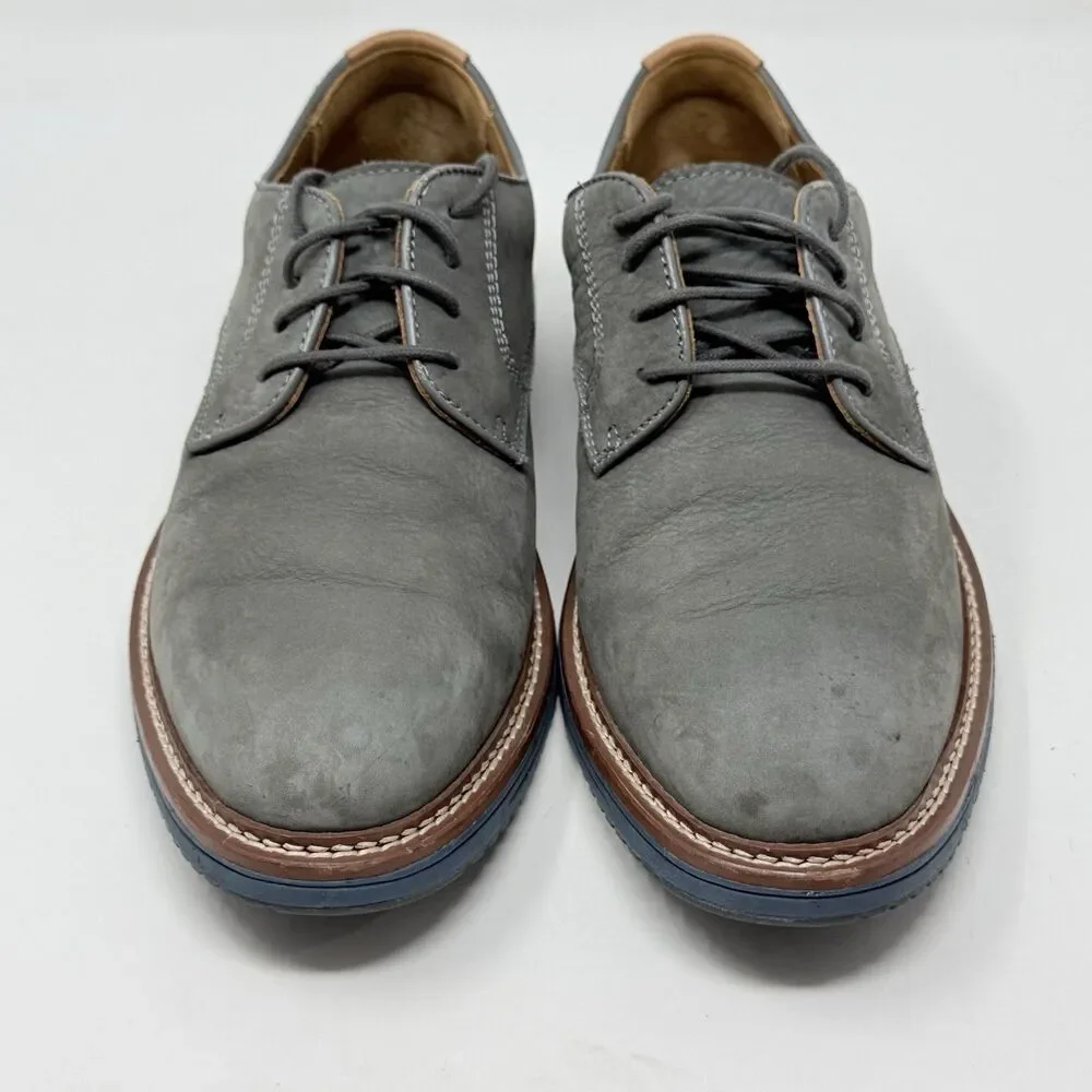 Johnston Murphy Upton Derby Shoes Mens 8.5 M Gray Blue Nubuck Leather Plain Toe